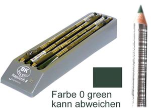 Изображение Kajalstift BK DELUXE Farbe 01 green 20 cm, mit Anspitzer im 12er Tray von BK COSMETIC