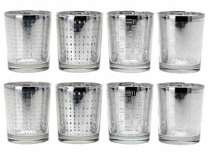 Picture of Teelichthalter aus Glas, in silber, 4fach sortiert
