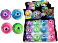 Εικόνα της Gummiball mit Auge, d 6,5 cm, 4 farbig sortiert, im 12er Display einzeln in Folie verpackt