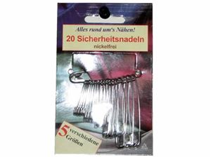Picture of Sicherheitsnadeln Nickelfrei 5 versch.Grös. 20 Stk