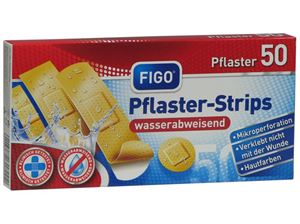 Afbeelding van Pflaster-Strips 50-teilig in 4 Größen, Standard, mikroperforiert, wasserabweisend, hautfarben