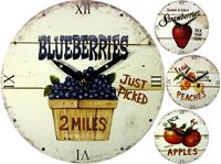 Εικόνα της Wanduhr ''yummy fruits'', d 29 cm, 4fach sortiert, Motive: Blaubeeren, Erdbeeren, Pfirsiche, Äpfel