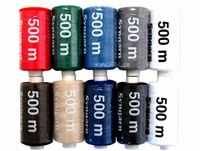 Imagen de Nähgarn Polyester 500m auf Rolle, 9farbig sortiert, weiß + schwarz + 7 Grundfarben, EU-Produktion