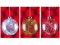Εικόνα της Weihnachtsdeko Glaskugel mit 10 LED, 3 Farben, weiß, gelb und rot 13 cm im Durchmesser