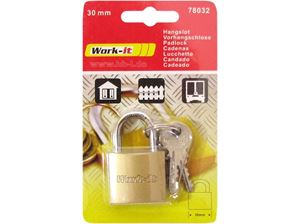 Imagen de Vorhängeschloss massiv 30mm mit 6 Schlüsseln, mit gehärtetem Bügel, auf Blisterpackung