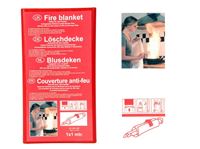 Изображение Feuerlöschdecke 1x1 m mit Wandhalterung, im stabiler Plastikbox löscht kleine Brände