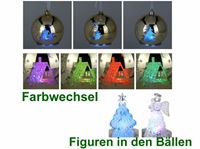 Изображение Led Kugel mit Farbwechsel 6 fach sortiert, Engel und Baum, gold, im Farbkarton