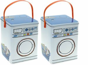 Imagen de Blechdose für Waschmittel LBH 15x15x21 cm, im Waschmaschinenlook