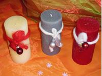 Εικόνα της Kerzen Weihnacht, d 7 cm, Höhe 14cm, 3 Farben sortiert