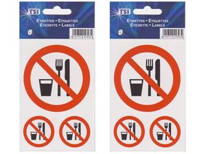 Resim Etiketten ''Essen und Trinken verboten'', enthält 3 Etiketten in 2 Größen