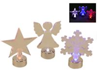 Изображение LED Teelicht, 3 Designs sortiert, in PVC-Box, wechselnde Farben, Engel, Stern und Schneeflocke