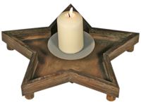 Afbeelding van Kerzenhalter aus Holz, Sternform, dunkelbraun,, ca. 32 x 25,5 x 5 cm groß