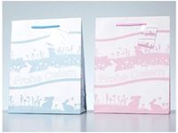 Obrazek Geschenkbeutel mittel (180 x 80 x 230 mm) Ostern, 2fach sortiert blau & rosa, Papier matt