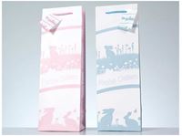 Bild von Geschenkbeutel Flasche (120 x 100 x 350 mm) Ostern, 2fach sortiert blau & rosa, Papier matt