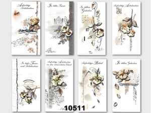 Εικόνα της Trauer-Karte mit dezent farbigen Rosen-Motiven, einzeln mit Kuvert in Cellophan verpackt