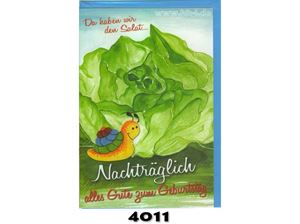 Resim Geburtstags-Karte für nachträgliche Gratulationen, mit blauem Cuvert in Cellophan verpackt