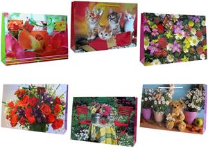 Afbeelding van Geschenkbeutel groß quer (380 x 260 x 100 mm), mit farbiger Kordel in 10 Designs