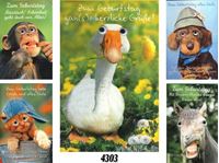 Resim Geburtstags-Karte mit Tier-Motiven und Kulleraugen, Fachhandelskarten im 30er Verkaufsdisplay