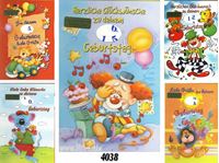 Picture of Geburtstags-Karte mit Drehzahlen, lustige Motive, einzeln mit farbigem Kuvert in Cellophan verpackt