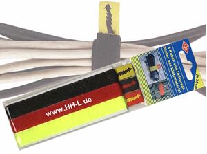 Εικόνα της Klettband Kabelbinder, 3 Streifen zum Zerschneiden, Farben: schwarz, rot & gelb, wiederverwendbar
