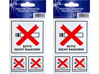 Bild von Etiketten selbstklebend, ''BITTE NICHT RAUCHEN'', enthält 3 Etiketten in 2 Größen