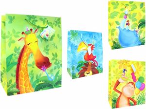 Изображение Geschenkbeutel groß (264x136x327mm), Kinder, 4 Motive, mit Kordel und Anhänger