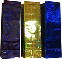 Bild von Geschenkbeutel Flasche (100x89x330 mm) Holographie, gelasert mit Holografie-effekt 6 Farben sortiert