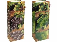 Изображение Geschenkbeutel Flasche groß (124x77x360 mm), Wein, 2 Motive, mit Anhänger und Kordel