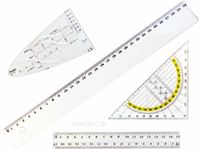 Εικόνα της Geometrie-Set 4tlg., 1x Geodreieck, 1x Parabel, 2x Lineal 30 cm und 17 cm im Blisterbeutel