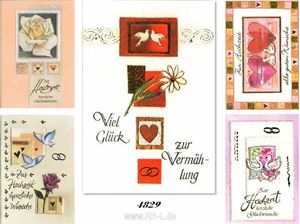 Bild von Hochzeits-Karte mit klassischen Motiven & Prägung, einzeln mit Umschlag in Cellophan verpackt