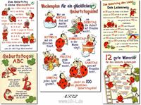 Image de Geburtstags-Karte mit Maikäfern und Glückssprüchen, Fachhandelskarten im 30er Verkaufsdisplay