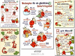 Εικόνα της Geburtstags-Karte mit Maikäfern und Glückssprüchen, Fachhandelskarten im 30er Verkaufsdisplay