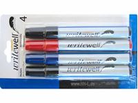 Afbeelding van Permanent-Marker 4er Pack, 3 Farben sort. Blister, enthält: 2x schwarz, 1x rot & 1x blau