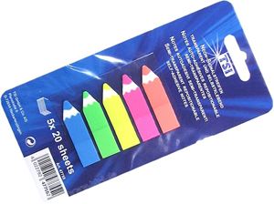 Picture of Signalstreifen selbstklebend in 5 Neon-Farben, 100 Stück pro Karte - je Farbe also 20 Stück