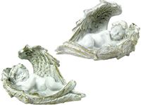 Bild von Engel in Flügel schlafend (mittel), 2fach sortiert, aus Polyresin, Größe ( LxBxH ): 9x5x6 cm