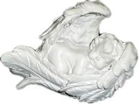 Obrazek Engel in Flügel schlafend aus Polyresin,rein Weiß, aus Polyresin, Größe ( LxBxH ): 8x4x5 cm