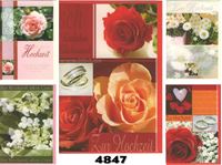 Εικόνα της Hochzeits-Karte mit farbenfrohen Blumen-Motiven, einzeln mit farbigem Cuvert in Cellophan verpackt