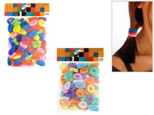 Bild von Haarbänder im 100er Pack, bunte Mischung, mit kräftigen- + pastel- Farben Polybag mit Header