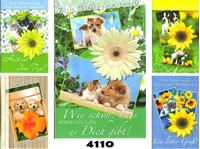 Resim Geburtstags-Karte, Tiere sagen &prime;s durch die Blume, einzeln mit Cuvert in Cellophan verpackt