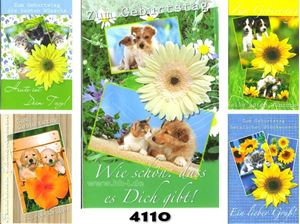 Εικόνα της Geburtstags-Karte, Tiere sagen &prime;s durch die Blume, einzeln mit Cuvert in Cellophan verpackt
