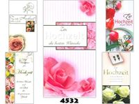 Εικόνα της Hochzeits-Karte mit traditionellen Rosen-Motiven, einzeln mit Umschlag in Cellophan verpackt