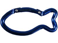 Bild von Karabiner ''Fisch'' aus Aluminium, 70x6 mm, blau, Schlüsselanhänger