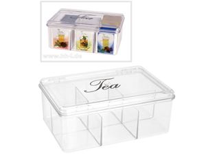 Picture of Teebox Transparent mit 6 Fächern, 21x14x7,5 cm, Teebox, in der man die richtige Teesorte erkennt !