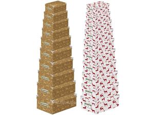Picture of Boxenset Kartonage 10tlg., Metallgriffe, 2 Elch-, designs, Größen von: 10x5x6 cm bis: 37x30x15 cm