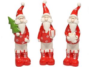 Immagine di Weihnachtsmann, Keramik, stehend, 2fach sort., creme/ rot, hochwertig, LBH: 8x8x16 cm