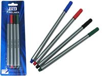 Bild von Fineliner 4er Pack in schwarz, blau, rot, grün, je Pack im Blisterpack