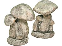 Picture of Pilzgruppe aus Terracotta S, 2er Gruppe,, 2fach sortiert,Antik grau gebürstet, HB:18x14cm
