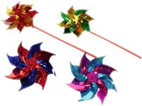 Picture of Windrad Stab 28cm, d 16,5cm bunte Metallic Folie, Polybag