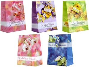 Picture of Geschenkbeutel mittel (230 x 180 x 100 mm), mit farbigen Kordeln in 5 Designs