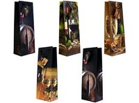 Afbeelding van Geschenkbeutel Flasche groß (360x130x85 mm) Wein, mit farbiger Kordel in 5 Designs